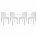 Patio Trasero Kent Outdoor Dining Arm Chair, White - Set of 4 PA3034453